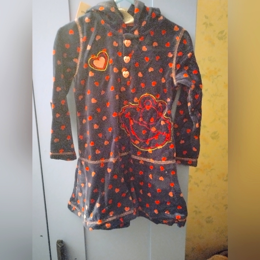 Girls Elmo velour navy dress/With hoodie
